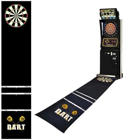 118 x 26 tum dartmatta, slitstark dartmatta med kastlinjer, professionell halkfri dartmatta, golvskydd (svart)