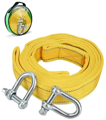 Flaconi 13' Sangle Remorquage Voiture,Corde de Remorquage Voiture,Sangle de Remorquage avec 2 Crochets de Sécurité,Corde de Remorquage d'urgence,Convient pour Remorquer la Plupart des Véhicules