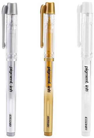 3 Pack White Gold Silver Gel Pens for Colouring 1.0mm Fine Liner Art Pen Ballpoint Gelly Ink Pen Rollerball Highlighter Fineliner for Artists Drawing Sketching Writing Illustration Coloring Paper