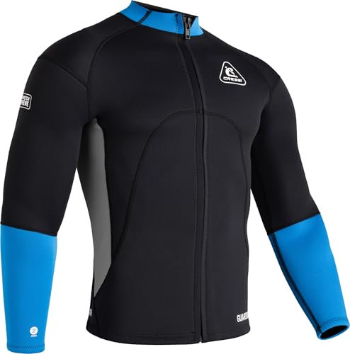 CRESSI Men's Guardian Neoprene Jacket 2mm Doppelt Gefütterte Neoprenjacke, Schwarz/Blau, M/3