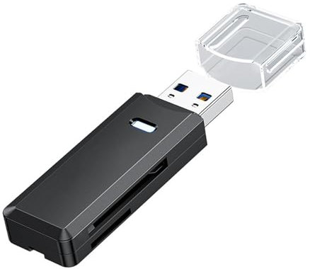 USB 3.0 Card Reader Adapter,Black High-speed SD Card Reader 2-in-1 Supports SD/Micro SD/TF/SDHC/SDXC/MMC,Black External Memory Card Adapter Compatible with Windows and OS