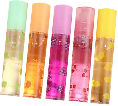 FONDOTIN Brillo de Labios Hidratante Transparente 5 Piezas, Portátil y Ligero, Acabado Delicado para Mujeres en Invierno, Cuidado Intenso y Brillo Natural Color Aleatorio