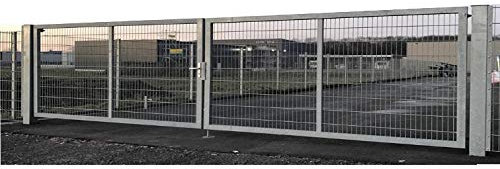 Doppelflügeltor Gartentor Industrietor Matten-Tor Einbaubreite 800cm x Höhe 140cm Einfahrtstor für Industrie mit besonders stabilem Rahmen 100 x 40mm / Pfosten 100 x 100mm