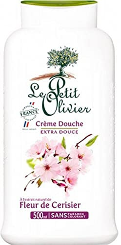 Le Petit Olivier Crème de Douche Extra Douce à l’Extrait Naturel de Fleur de Cerisiers 500ml (lot de 4)