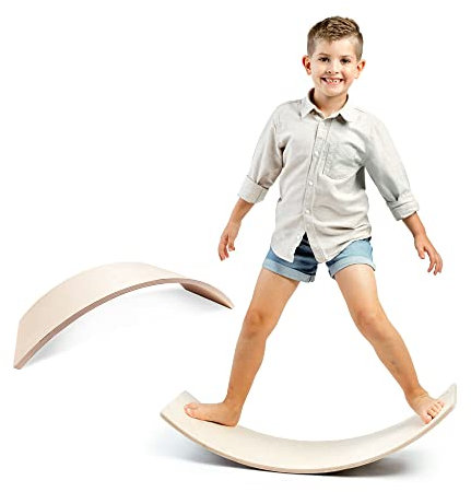 MAMOI® Balance board per bambini, Tavoletta propriocettiva, Tavola giochi equilibrio in legno naturale, Dondolo gioco a partire