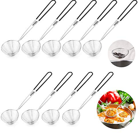 Lot de 9 cuillères en acier inoxydable avec poignée, petite louche ergonomique pour casserole chaude, tortellini et boulettes de viande