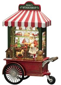 Konstsmide LED Wasserlaterne, mehrfarbig, Santa in der Werkstatt, mit an/aus Schalter, 5h Timer, 1 warm weiße Diode, batteriebetrieben & USB, Innen, 0,1W, Batterie: 3 x AA 1,5V (exkl.) - 4271-000