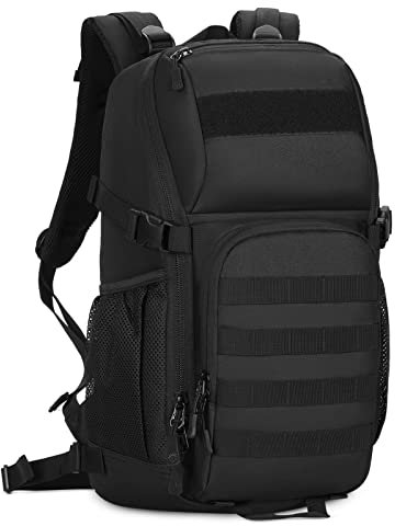 VINBAGGE Rucksack Taktischer 30L Herren Wanderrucksack Trekkingrucksack Angelrucksack Molle Schultertasche für Survival Outdoor Camping Reisen Bundeswehr Backpack Schwarz