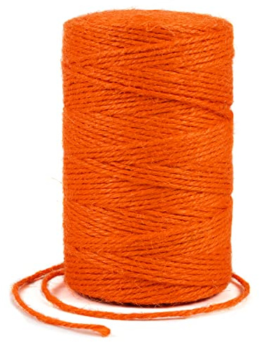 Uiopa Ficelle Jute 2mm x 200m Naturel Corde Chanvre pour Jardin, Bricolage d'art Créatif, L'emballage Cadeau, Deco Noel (Orange)