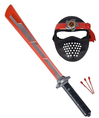 Simba Next Ninja Schwert und Maske, rot, mit Licht und Sound, Schussfunktion, 60cm, mit Textilband, ab 3 Jahre