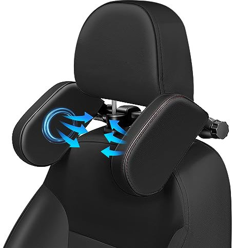 KAEFUYS Repose Tête Voiture Rétractable Cale Tête Enfant Voiture Rotatif à 360° Appui-tête de Voiture pour Enfants PU Mousse à Mémoire Antidérapante pour Dormir en Voiture Voyage