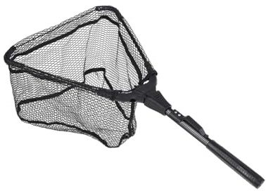 Red de aterrizaje de pesca plegable – Redes telescópicas plegables de nailon con mango de poste de aluminio, herramienta ligera para exteriores para atrapar o liberar peces, S