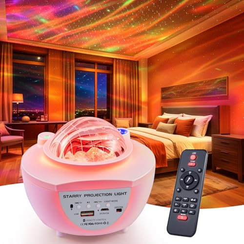 Sternenhimmel Projektor kabellos Verwenden, Yabife Projektor Galaxy für Kinder, Polarlicht Projektor Mit Fernbedienung Musikbeleuchtung Synchronisation für Schlafzimmer Deko Party