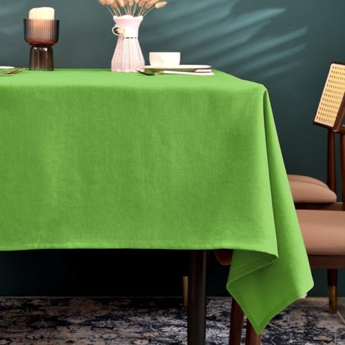 BALCONY & FALCON Tischdecke Leinenoptik Rechteckige Tischdecke Fleckschutz Pflegeleicht Tischtuch Tischwäsche Eckig für Drinnen, Draußen, Garten, Restaurant und Dekoration Apfelgrün 140 x 180 cm