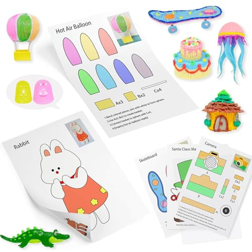 SONGTIY Plantilla para dibujo en 3D, 20 hojas de plantillas de papel para pintura en 3D, dibujo con bolígrafo 3D y graffiti con tablero transparente de PVC, para regalos de cumpleaños, Navidad y DIY