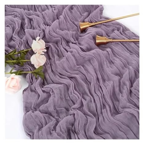 OZLCUA Runner da tavola in Garza 6pack Cheese Cloth Gauze Table Runner Rustic Wedding Table Decor 90 * 300CM Wedding Reception Christmas Table Runners Lavabile Tablerunner(Grape Purple)