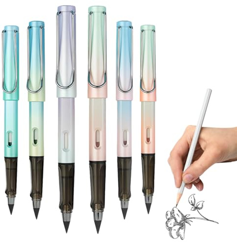 XURJUMI 6 Pezzi Matite Eterne, Matita Eterna Riutilizzabile con gomma, Matita Infinita Portatile Senza Inchiostro Eterna,Forniture per Gadget per Pittura per Ufficio