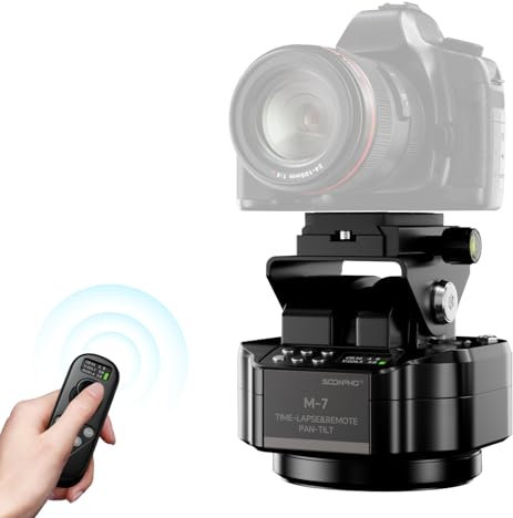 Soonpho M7 Motorized Rotating Panoramic Tripod Head for Time Lapse Remote Control 360° Pan Tilt Head for DSLR Cameras, Camcorders, Tripod