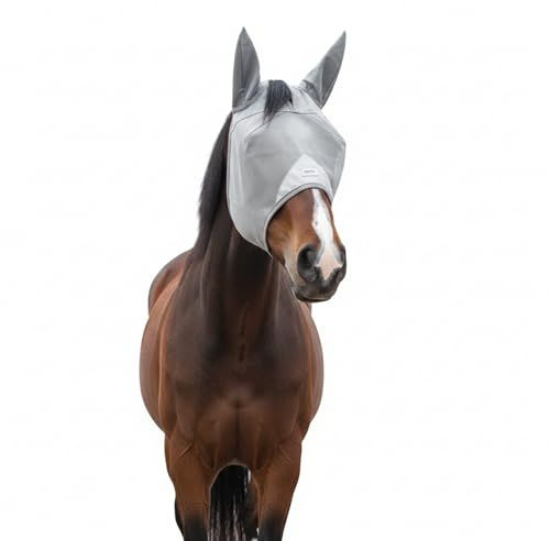 TUFFTEQ Cob Fly Mask with Ears – 95% UV Protection, Breathable Mesh, Reinforced Eye Clearance