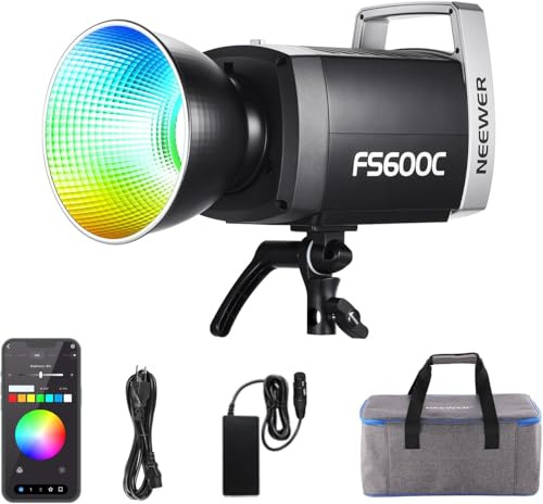 NEEWER FS600C 600W Luce Video LED RGB Pro con Controllo APP/2.4G/DMX, Illuminazione Continua COB 2500-7500K 52500lx/1m, Faretto CRI95+/TLCI97+ con Borsa per Fotografia Studio Registrazione Streaming