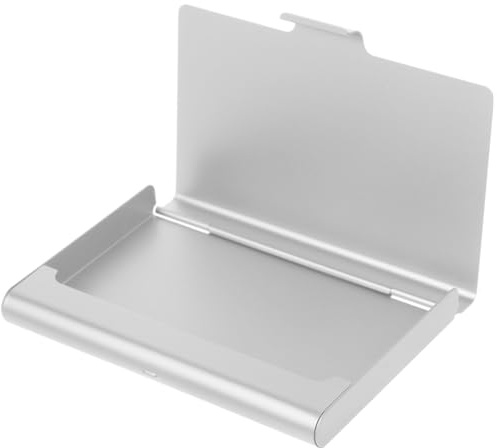 NIYANGLE Boîte Porte-Cartes de Visite et Capacité Optimisée en Alliage D'aluminium Portable Design Compact Argenté pour Boutiques et Cabinets