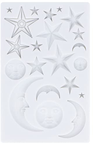 Molde De Silicona Para Fondant Con Cara De Sol Y Luna Y Estrella Para Decoración De Pasteles, Moldes Decoración Para Tartas, Cara De Luna Y Estrellas Moldes De Fondant Para Fondant, Chocolate