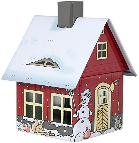 Crottendorfer - Räucherhaus Metall inkl. Räucherkerzenhalter - für Räucherkerzen Gr. M - Maße: 7,2 x 7,8 x 9,8cm - Motiv:Wintermotiv - Made in Germany