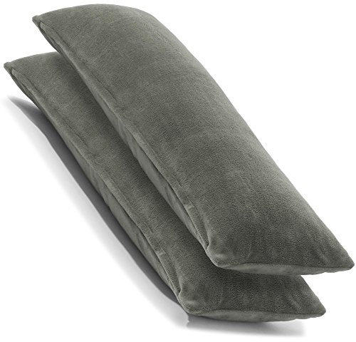 CelinaTex 2er Set Kissenbezug 40x120 cm Doppelpack Coral Fleece Kissenhülle, Seitenschläferkissen Bezug Stillkissenhülle Comfortable grau 5001372