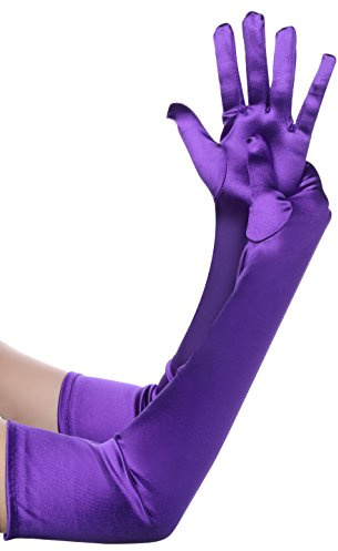 BABEYOND Purple Satin Long Evening Gloves for Women (One Size)