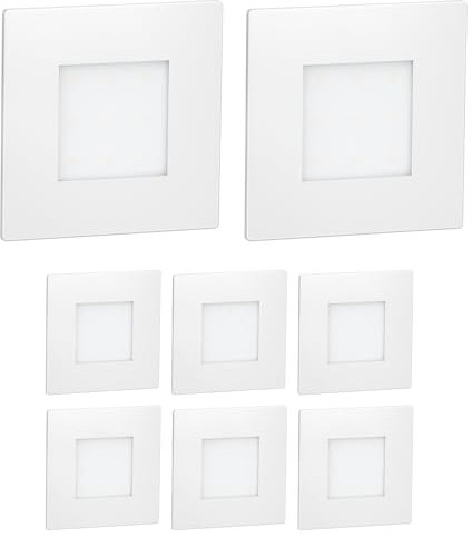 ledscom.de 8 Stück LED Treppenlicht/Wandeinbauleuchte FEX für innen und außen, eckig, 85 x 85mm, warmweiß