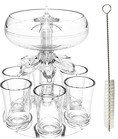 LOCYOP 6 Shot Glass Dispenser and Holder,Shot glass holder Shots Dispenser Liquor Dispenser drink despenseror Cocktail Dispenser with Brush for Filling Liquids