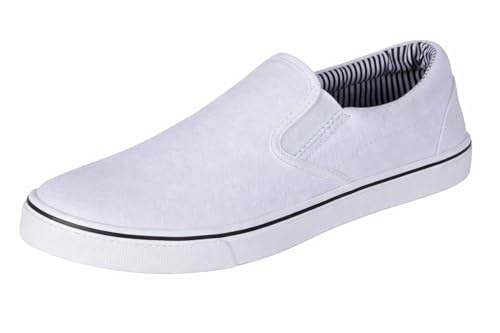 GladRags Mens Slip on Canvas Summer Shoes, Pumps, Trainers, White, Size 11