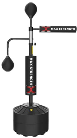 Max Strength - Boule de Frappe autoportante, Vitesse réglable en Hauteur - Sac de Frappe Cobra Reflex - Sac sur Pied - Balle de Vitesse et de réflexe pour l'entraînement, Double Fonction.