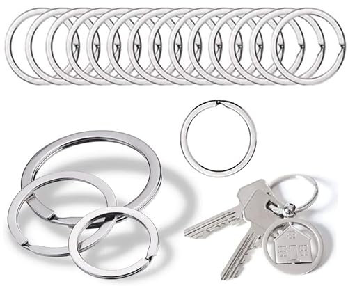 OUOQI 100 Stück 25mm Schlüsselringe Edelstahl,Schlüsselanhänger-Ring-Clips,Schlüsselanhänger Ringe Edelstahl,Spaltringe Hausschlüsseln,Schlüsselring für Hausschlüsseln,Autoschlüsseln,DIY