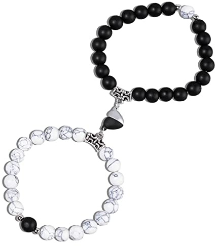 2PCS Magnetic Couple Bracelets Matching Mutual Attraction Bracele Forever Relationship Long Distance Bracelets Matching Bracelets Couple Gifts for Boyfriend Girlfriend Lover His Hers Best Friend