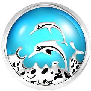 Andante CHUNK Click-Button Druckknopf für Chunk-Armbänder, Chunk-Ringe und andere Chunk-Accessoires - Delfine