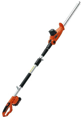 VEVOR Cortasetos a Batería 20 V Cortasetos Inalámbrico Cuchilla de Acero de Doble Filo 45,7 cm Mástil Telescópico 188-239 cm Cortasetos Eléctrico con Cargador Rápido para Plantas Altas