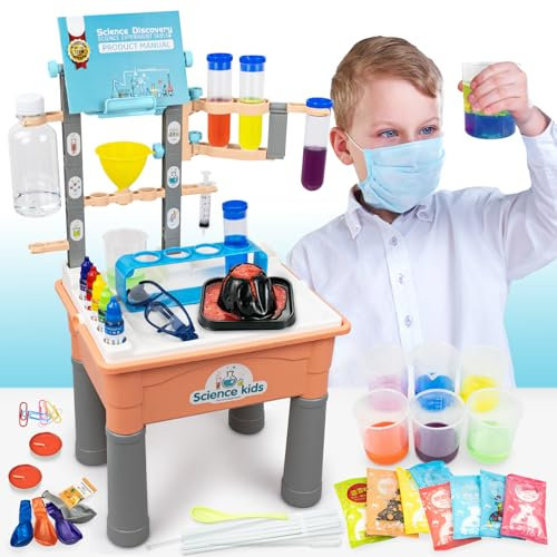 RedCrab 200+ Experimente Set für Kinder, Experimentierkasten Labor STEM Aktivitäten Spielzeug Geschenke für Jungen Mädchen, Kristalle Züchten, Regenbogenregen, Vulkan, Chemielabor (Rosa)