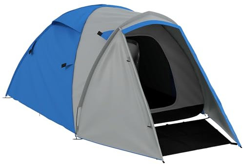 Outsunny Tenda da campeggio per 2-3 persone, tenda familiare con camera da letto e soggiorno, impermeabile 2000 mm, portatile, con borsa, per pesca, escursionismo, festival, blu
