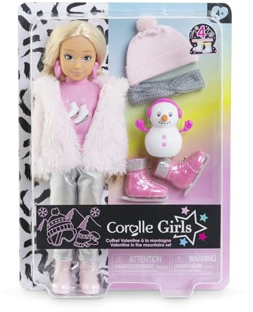 Corolle Girls Valentine vinterset, omklädningsdocka i vinteroutfit med gosig jacka, 4 delar. Tillbehör, vaniljdoft, 28 cm, från 4 år