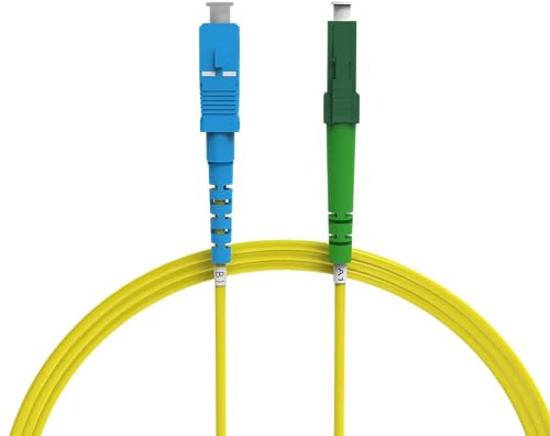 nexinex - 3m Glasfaserkabel LC/APC auf SC/UPC Patchkabel | LWL Simplex Singlemode OS2 FTTH Glasfaser Lichtwellenleiter Kabel