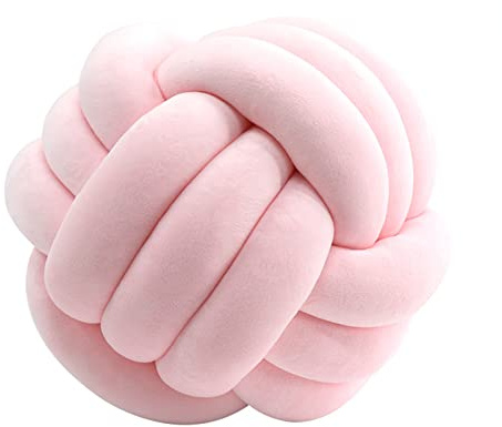 Knotted Ball Pillow,Knot Ball Throw Pillow Cushion Soft Companionship Decorative Sofa Cushion,Pink Knot Cushion,Round Sofa Pillows (Pink, 20cm)