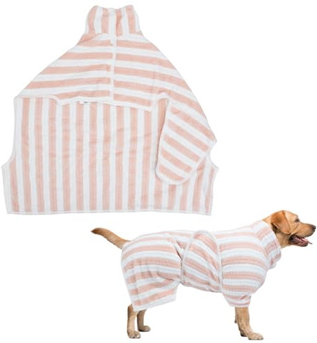 CutitiUU Super Absorbent Dog Bathrobe - Super Soft Robe in Coral Velvet for Drying Dogs - Adjustable Waist, Fits Small to Large Dogs