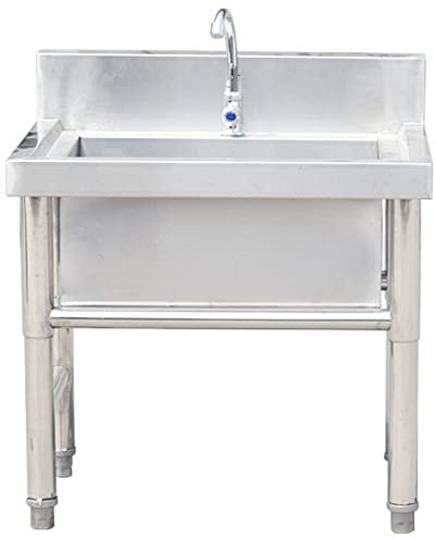 CNBYDK Évier Utilitaire autoportant pour Station de Lavage, évier de Service pour Balai à Franges, évier de Sol Commercial en Acier Inoxydable Robuste, 50 cm