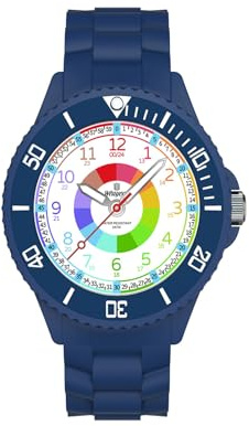 Weayege Montre Enfants Fille,Garçon,Montre Bracelet Éducative pour Enfants,Montre Analogique la Lunette tournante avec Exercices,Facile d’Apprendre à Lire l’Heure,4 à 15 Ans