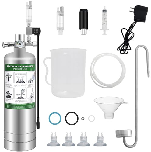 Enkreefi 2L Co2 for Aquarium Kit with Double Switch Solenoid Valve, Aquarium Co2 Kit with Adjustable Bubble Counter, Co2 Aquarium Kit