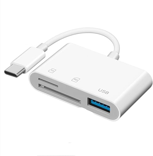 Lector de tarjetas SD, USB C a lector de tarjetas SD para iPhone 15/iPad/Mac/portátil, adaptador de tarjeta de memoria tipo C 3 en 1 para iMac, MacBook Pro/Air, MicroSD/SD (blanco, 2 piezas)