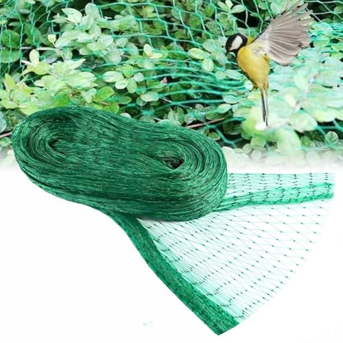 Filet Anti-Oiseaux pour Jardin, 6m x 10m, Maille Fine 15mm, Protection Polyéthylène Verte pour Arbres Fruitiers, Plantes et Légumes
