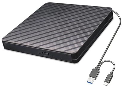 Extern Blu-ray-enhet USB 3.0 Typ C 2-i-1 Tunn, Skyddande CD-RW-enhet DVD-ROM-brännare(Black)