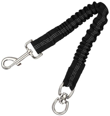 TOYANDONA Reflective Elastic Dog Leash Extension Bungee Attachment Heavy Duty Nylon Walking Training Lead for Small and Medium Dogs Black